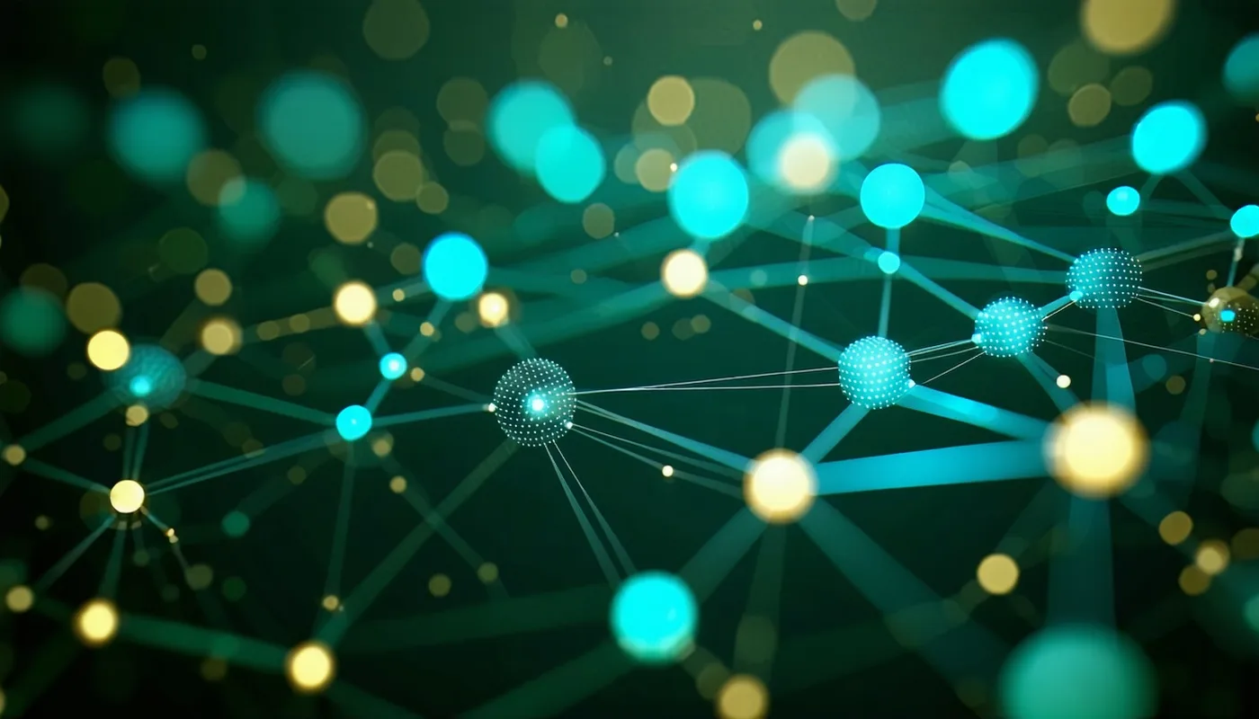 Abstract visualization of connected skill nodes in a workforce analytics platform
